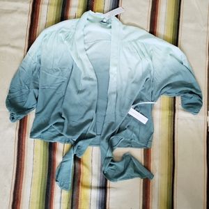 young fabulous broke green ombre tie front top XS